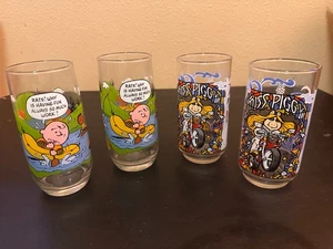 4 vasos vintage McDonald's Camp Snoopy + Miss Piggy [cacacahuetes + Muppets años 80] - Imagen 1 de 8