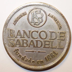 Médaille module de la 5 Pesetas argent Banco de Sabadell fundado en 1881 Espagne - Imagen 1 de 2