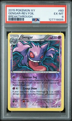 2015 Pokemon Xy Breakthrough Gengar Reverse Holo Foil #60 Breakthrough PSA 6 - Image 1 of 2
