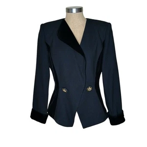 Vintage 90s Kasper Cropped Wool Blazer Women's Sz 6 Preppy Money Dark Academia  - Picture 1 of 11