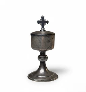 Antiker peruanischer 900er Silber & Gold Ziborium - Kirchenkelch aus dem 19. Jh. - Bild 1 von 16