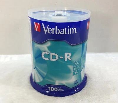 Verbatim CD-R 700MB 52x 80 min 100 Disk Spindle 94554 New Sealed - Image 1 of 4
