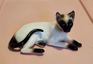 Vintage Shafford Japan Seal Point Siamese Cat Figurine 7.5” Lying Down #103 - Picture 1 of 4