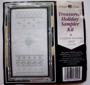 Vintage Mill Hill Crystaline Snowman cross stitch kit  sampler - Picture 1 of 3