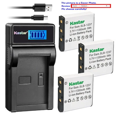 Cargador USB Kastar Batería LCD LCD para Cámara Samsung SLB-1237 Samsung Digimax L55W Foto 1 de 4