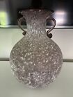 Murano Scavo Bianco Corroso Art Glass Vase  Large 14”