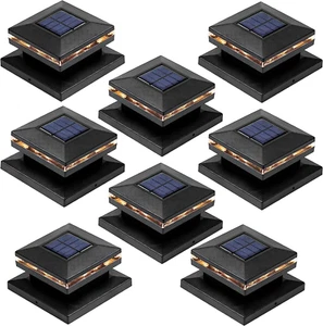 8 Pack Solar Post Lights, Outdoor Fence Post Cap Light Solar Powered Caps for De - Picture 1 of 16