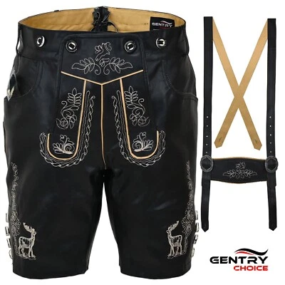 GENTRY CHOICE® Bavarian Lederhosen Black Oktoberfest Costume Authentic Lederhosen German Outfit