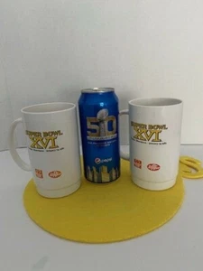2 Plastic Mugs 1982 SUPER BOWL with 50th Year Super Bowl Pepsi Can - Bild 1 von 2