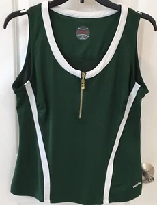 Bollé Athletic Tank Top Sleeveless Green/White Sz L 1/2 Zip, Net Back, Tennis 🎾 - Picture 1 of 9