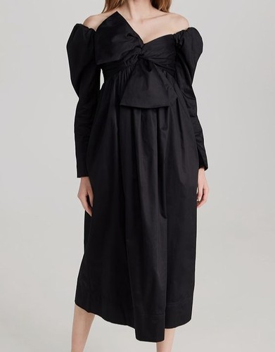 VALENTINO Abito midi donna nero Valentina Aje da $575 fiocco a maniche lunghe taglia 6