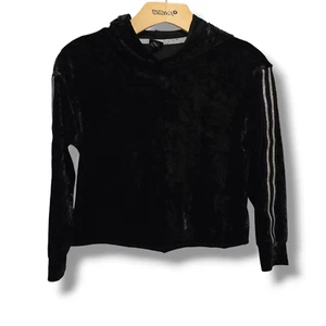 Art Class Girls black Velour side silver stripe pullover lightweight hoodie - Picture 1 of 8