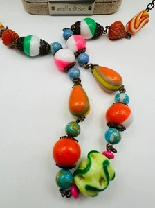 Vintage lamp work and thermoset bead Necklace 40” - Picture 1 of 12