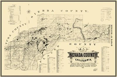 Historic Mine Map - Nevada County California - Hartwell 1880 - 23 x 34.69 - Image 1 of 4