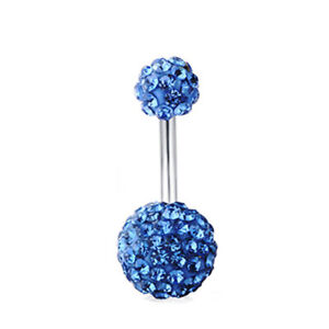 Belly Button Rings Navel Piercing Jewelry Double Gem Ball Navel Ring for Women