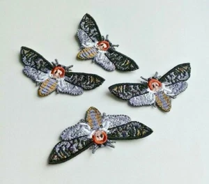 Butterflies Dead Head Insect 4 pcs Set Handmade Embroidered Patch - Picture 1 of 6