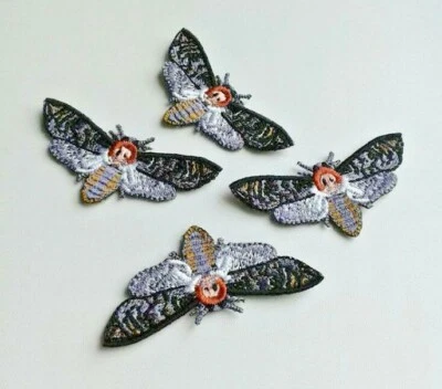 Butterflies Dead Head Insect 4 pcs Set Handmade Embroidered Patch - Image 1 of 4