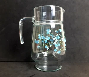 Brocca Arcopal Linea Veronica Myosotis Caraffa Vintage Motivo Floreale Blu - Foto 1 di 10
