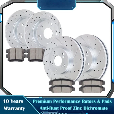 Kits de rotores e pastilhas de freio dianteiro traseiro perfurado com fenda Fit Honda Accord EX EXL - Imagem 1 de 4