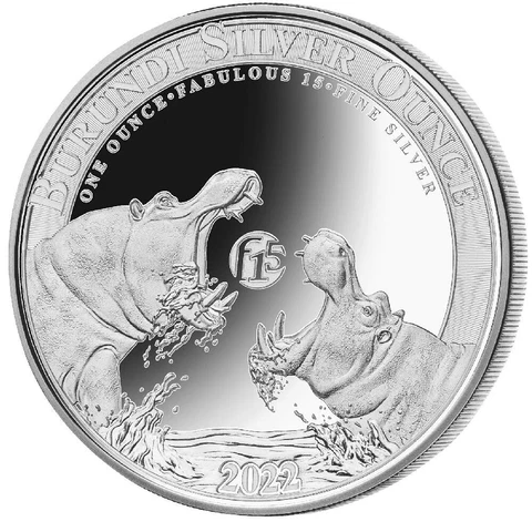BURUNDI HIPPO FABULOUS 15 PRIVY 2022 1 oz Proof Like Silver Coin in Capsule Cover