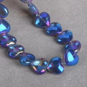 20pcs 15mm Heart Colorful Glossy Crystal Glass Loose Beads For Jewelry Making - Picture 1 of 16