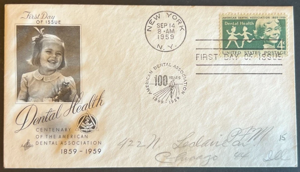 DENTAL HEALTH #1135 SEP 14 1959 NEW YORK NY FIRST DAY COVER (FDC) BX6 - Image 1 of 1