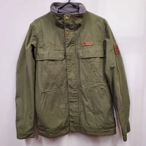 Chaqueta militar Columbia para hombre verde polar cremallera completa mezcla de algodón botón a presión (S) - Imagen 1 de 23