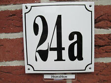 Hausnummer Mega Groß Emaille Nr. 24a schwarze Zahl weißer Hintergrund 20cmx20cm 