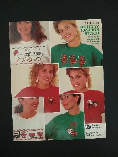 VTG 1987 Banar Holiday Fashion Stitch Waste Canvas Cross Stitch CL 78 Bear Heart - Image 1 of 1