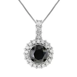 2 ct Black and White Diamond Pendant Necklace for Women in .925 Sterling Silver - Picture 1 of 6