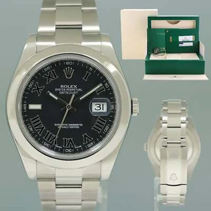 PAPERS MINT 2014 Rolex Datejust II 116300 Black Wimbledon Oyster 41mm Watch Box - Picture 1 of 7