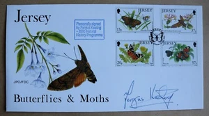 CAMISETA BUTTERFLIES & MOTHS 1991 FDC FIRMADA POR EL PRESENTADOR DE TV FERGUS KEELING - Imagen 1 de 2