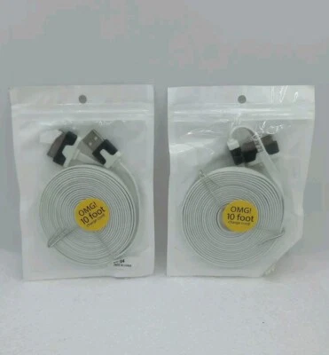 Set of 2 ~ USB Sync Data Charging Charger Cable Cord for Apple iPhone 4 4S (ip4) - Image 1 of 3