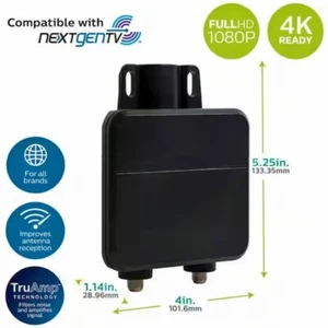 ONN Outdoor HD Antenna Signal Booster Amplifier NEXTGEN ATSC 3.0, 4K UHD HDR - Picture 1 of 11