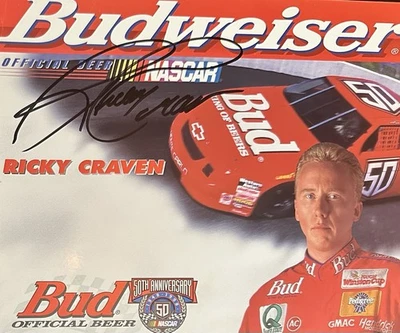 "FOTO 8x10"" firmada a mano por Ricky Craven ¡con estadísticas!" NASCAR SUPERESTRELLA! Foto 1 de 4