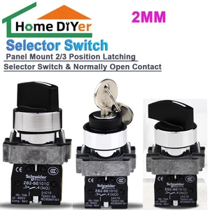 2MM Panel Mount 2/3 Position Latching Selector Switch & Normally Open Contact - Picture 1 of 16