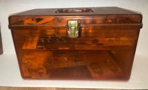 Vintage Wilson Wil-Hold Sewing Box Filled With Zippers Thread And Accessories - Picture 1 of 6