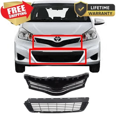 For 2012-2014 New Front Black Bumper Grille Fits Toyota Yaris - Imagem 1 de 4