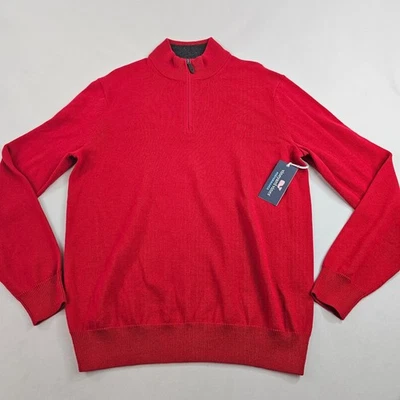 Vineyard Vines Suéter M Mediano 43" Rojo Terciopelo Lana Algodón 1/4 Cremallera $198 Para Hombre Foto 1 de 4
