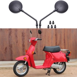 Round Motorcycle Rearview Side Mirrors Long Stem For Honda Spree 50 NQ50 Moped - Picture 1 of 20
