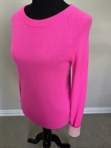 Maglione girocollo Lilly Pulitzer taglia XS/S 36" 100% cashmere ricamato LOGO rosa caldo - Foto 1 di 10