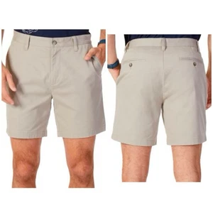Pantaloncini Nautica 7,5" Flat Front Deck Uomo Tg 30 True Khaki Chino Elasticizzati - Foto 1 di 11