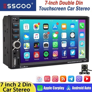 7" Double 2Din Apple CarPlay Car Stereo Radio Android Auto Touch Screen FM + Cam - Picture 1 of 17