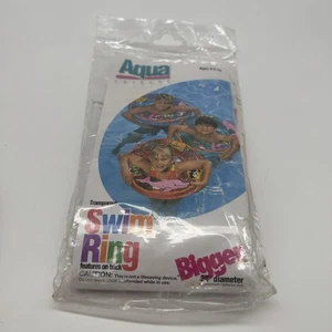 Aqua 1997 rot Vinyl Freizeit Schwimmen 24" Ring Pool Schwimmer Ozeandelfin neu aus altem Lagerbestand - Bild 1 von 3