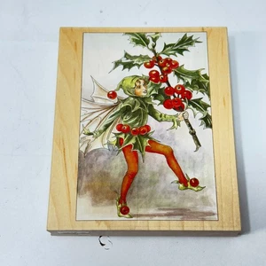 Hada del Acebo~Navidad~Bayas de Invierno~Sello de Goma 4.5"X 5.5"~Suceden sellos 90046 - Imagen 1 de 12