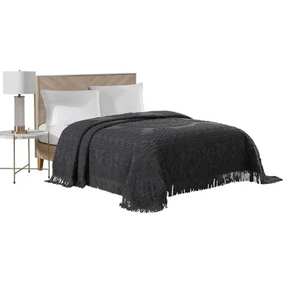 Chenille Bedspread Vintage Medallion Lightweight White Bedding Single Set New - Image 1 of 4