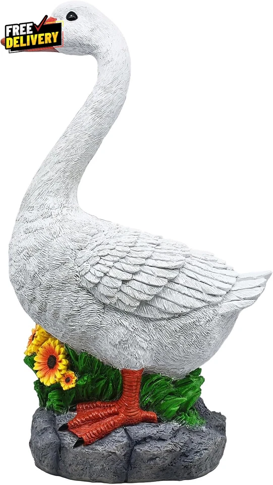 Alegre Porche Ganso Estatua Cygnus Gran Resina Jardín Césped Patio Decoración Escultura... Foto 1 de 4