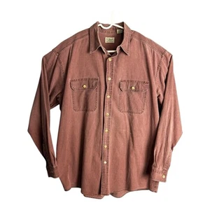 Vintage LL Bean Shirt Mens Large Tall LT Sunwashed Canvas Red Button Up OMT17 - Picture 1 of 12