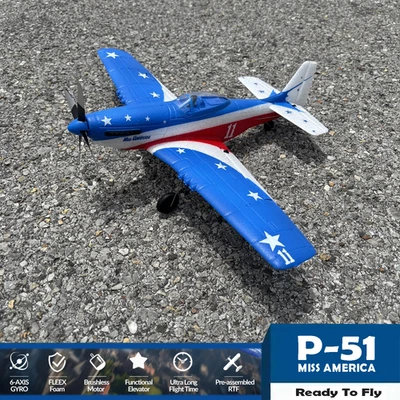 RC Airplane Warbird P51 Fighter Miss America 4CH Gyro Control Aerobatic Flight - Image 1 of 4