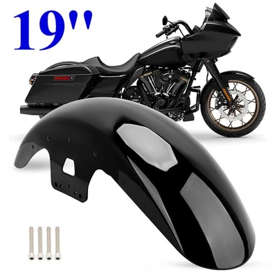 19'' Vivid Black Front Fender For Harley Street Glide Road King Touring 2014-Up Foto 1 de 4
